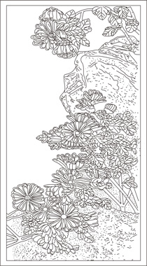 汉白玉浮雕-菊