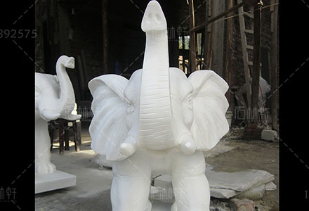 汉白玉大象石雕（1米）案例